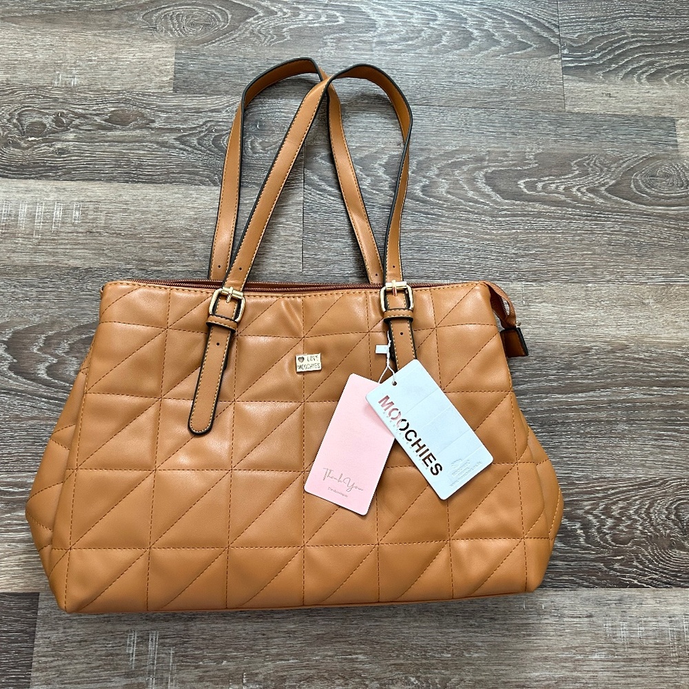 Moochies Special Edition Brown Faux Leather Tote Bag w/dual shoulder straps NWT